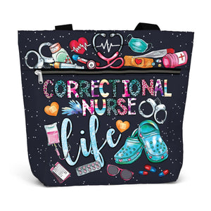 Waterproof LPN Tote Bag with Pockets and Zipper for Work