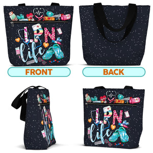 Waterproof LPN Tote Bag with Pockets and Zipper for Work