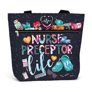 Waterproof LPN Tote Bag with Pockets and Zipper for Work