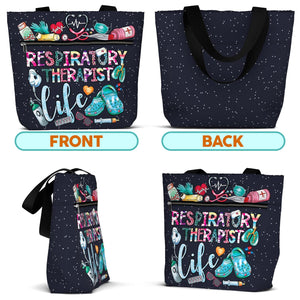 Waterproof LPN Tote Bag with Pockets and Zipper for Work