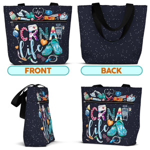 Waterproof LPN Tote Bag with Pockets and Zipper for Work