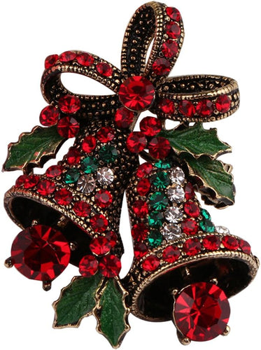 Christmas Bowknot Double Bells Brooch