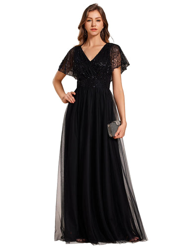 Ever-Pretty Sequin V Neck Evening Dresses