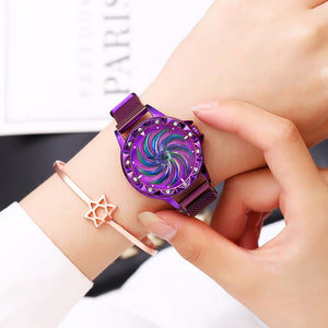 Women Magnet Buckle Rotating Watch