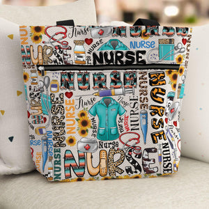 Waterproof LPN Tote Bag with Pockets and Zipper for Work