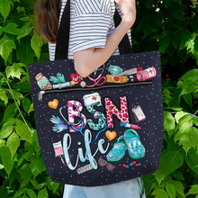 Registered Nurse Large Shoulder Tote Bag with Pockets and Zipper for Work.