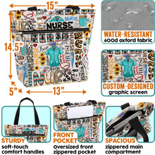 Waterproof LPN Tote Bag with Pockets and Zipper for Work