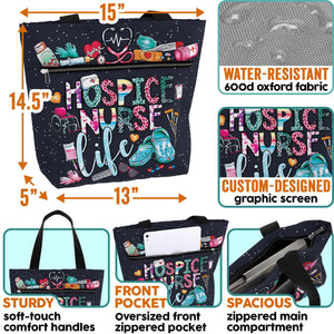 Waterproof LPN Tote Bag with Pockets and Zipper for Work