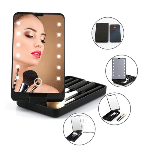LED Folding Rotating Cosmetic Mirror